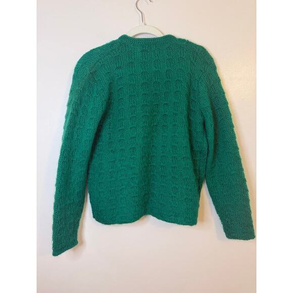 Vintage Womens Dotty Man Mohair Blend Kelly Green Pinup Rockabilly Twee Cardigan - Picture 2 of 9
